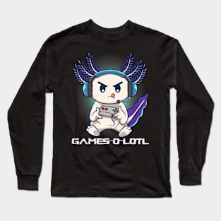 Axolotl Playing Console Video Games Gamesolotl Gaming Long Sleeve T-Shirt